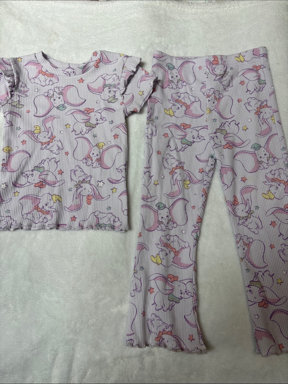 Disney Dumbo Lavender Ribbed Set with Pastel Print